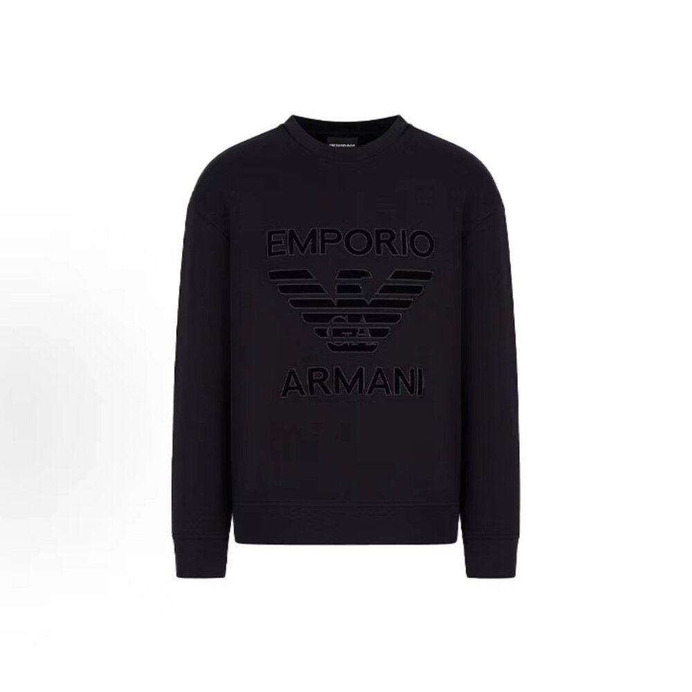 Emporio Armani Men's Double Jersey Sweatshirt with Oversized Eagle Velvet Patch - Picture 4 of 12